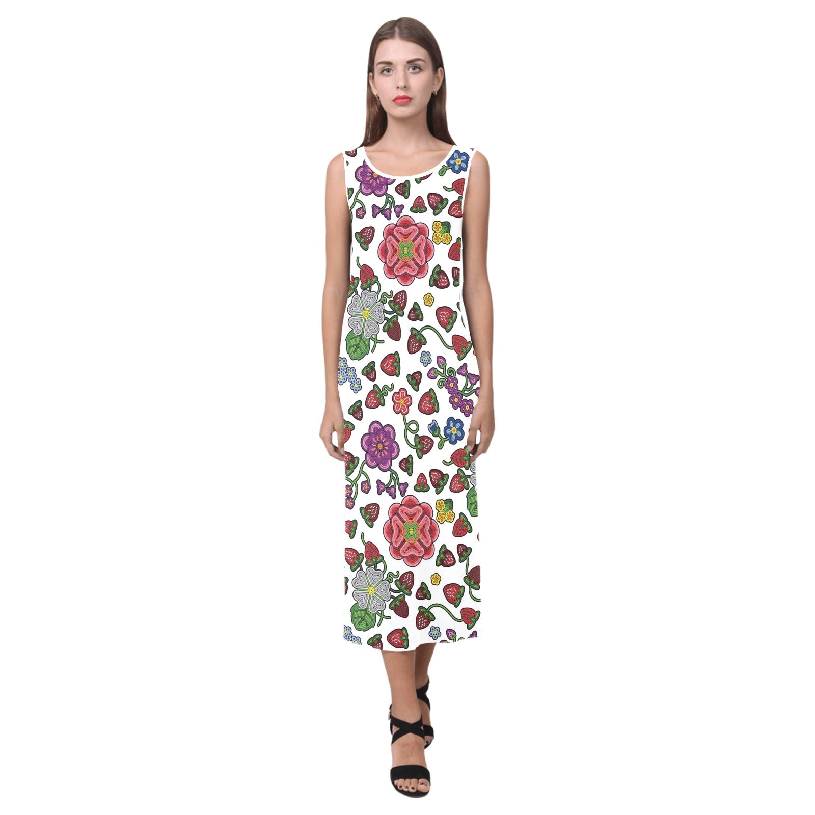 Berry Pop White Phaedra Sleeveless Open Fork Long Dress