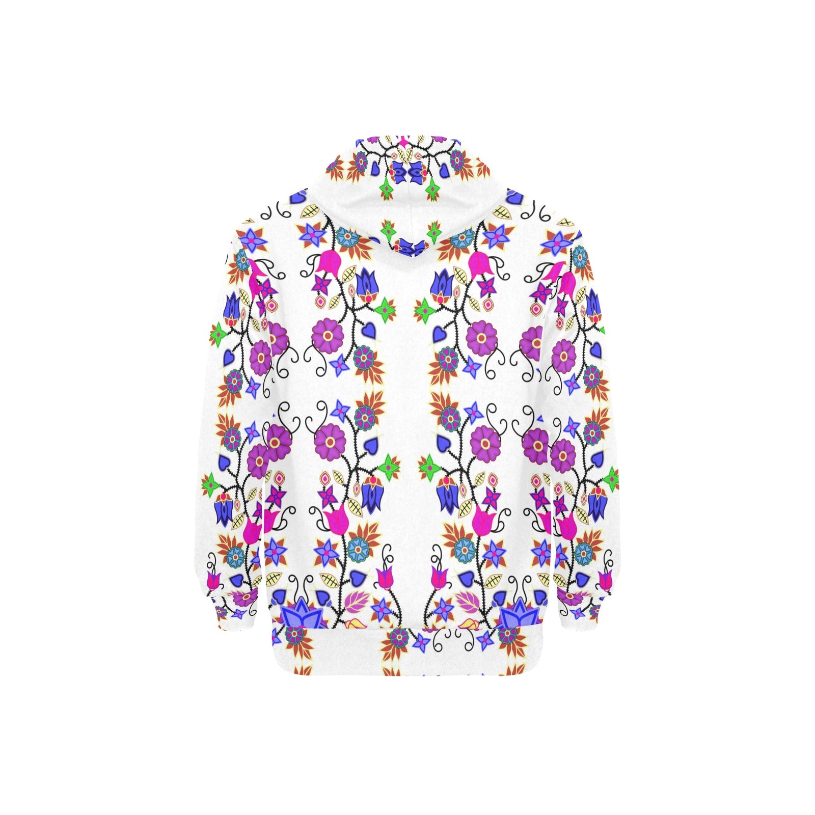 Floral Beadwork Seven Clans White Men's Long Sleeve Fleece Hoodie