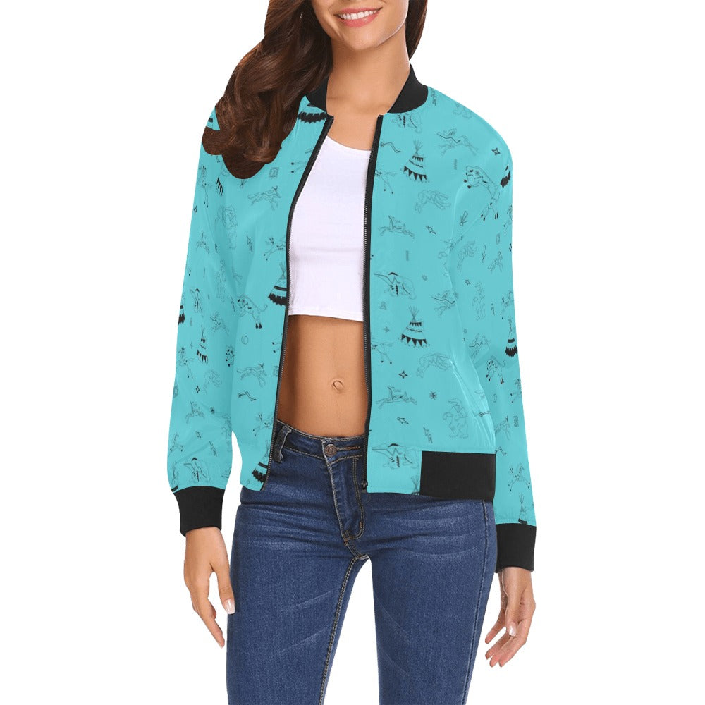 Ledger Dabbles Torquoise Bomber Jacket for Women