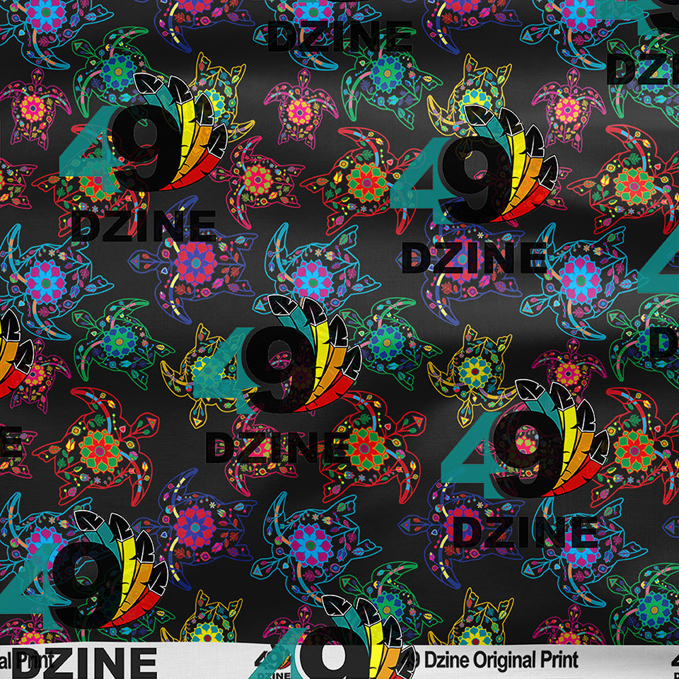 Neon Floral Turtles 42 inch Cotton Poplin Pre Order