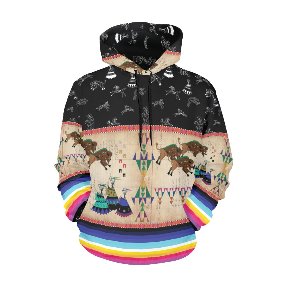 Buffalos Running Black Sky Hoodie for Women (USA Size)