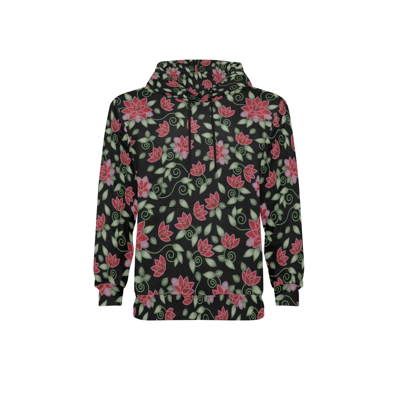 Red Beaded Rose Men's Long Sleeve Fleece Hoodie