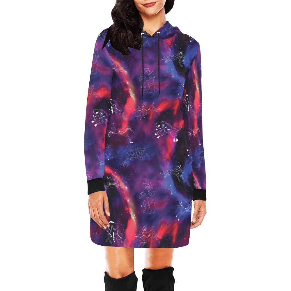 Animal Ancestors 3 Blue Pink Swirl Hoodie Dress