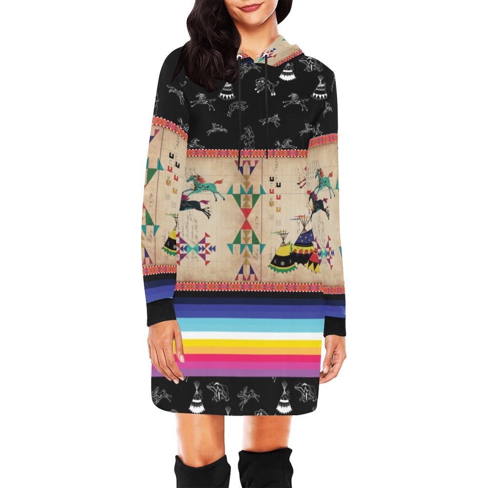 Horses Running Black Sky Hoodie Dress