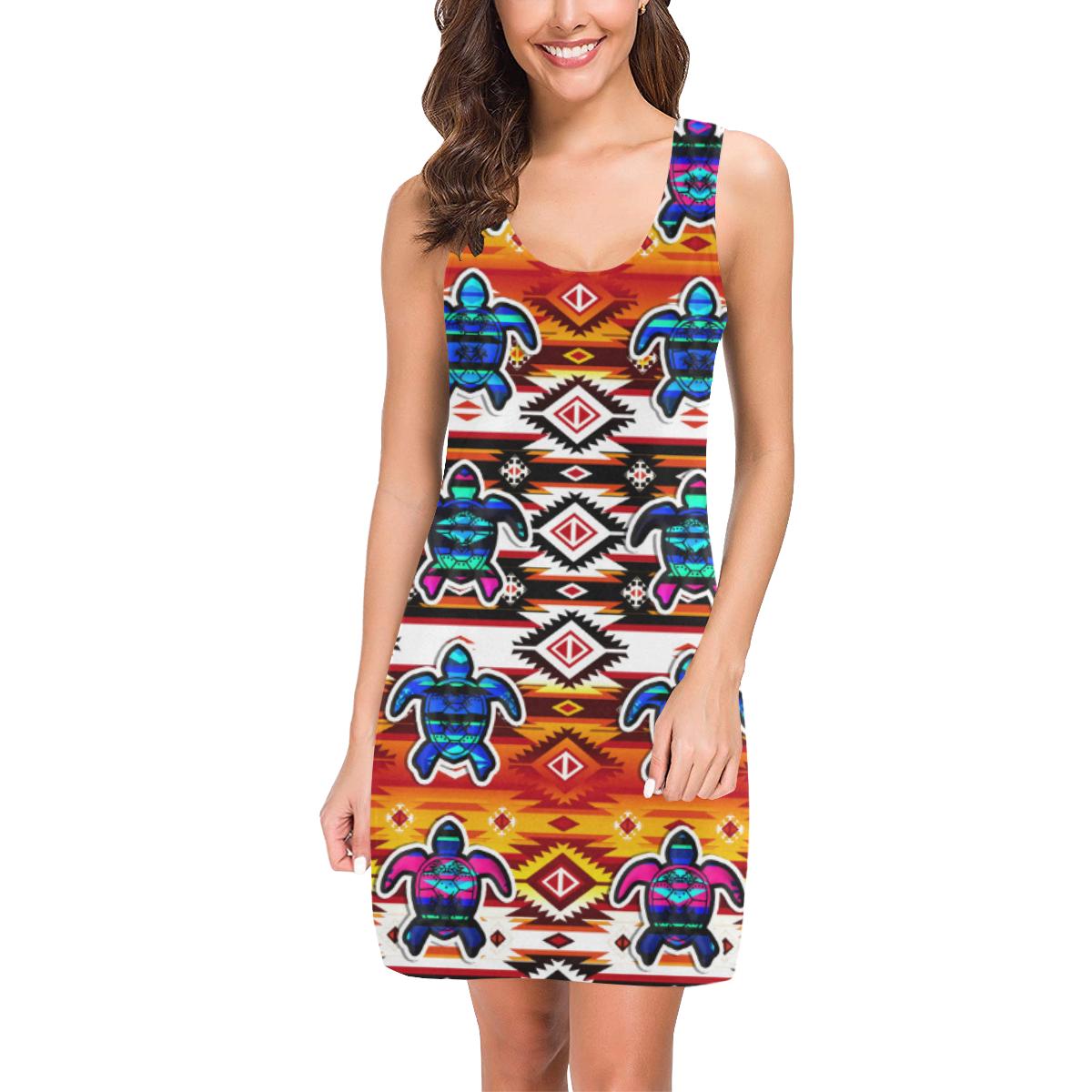 Adobe Fire Colored Turtles IkstsÃmiwa Vest Dress (Model D06) Medea Vest Dress (D06) e-joyer