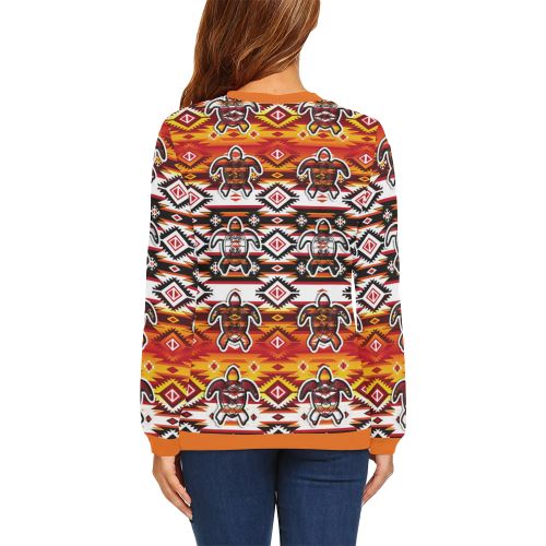 Adobe Fire Turtle All Over Print Crewneck Sweatshirt for Women (Model H18) Crewneck Sweatshirt for Women (H18) e-joyer