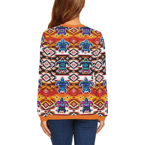 Adobe Fire Turtle All Over Print Crewneck Sweatshirt for Women (Model H18) Crewneck Sweatshirt for Women (H18) e-joyer