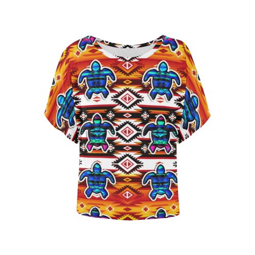Adobe Fire Turtle Women's Batwing-Sleeved Blouse T shirt (Model T44) Women's Batwing-Sleeved Blouse T shirt (T44) e-joyer