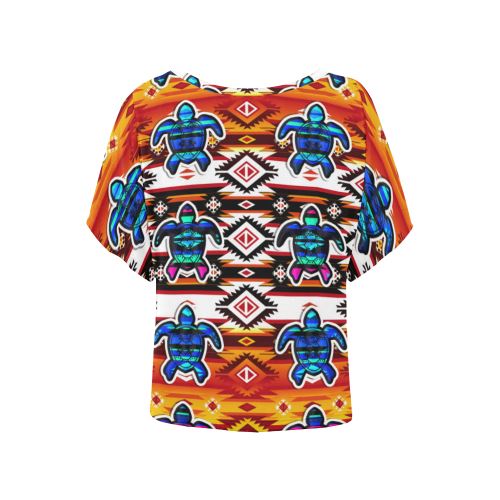 Adobe Fire Turtle Women's Batwing-Sleeved Blouse T shirt (Model T44) Women's Batwing-Sleeved Blouse T shirt (T44) e-joyer