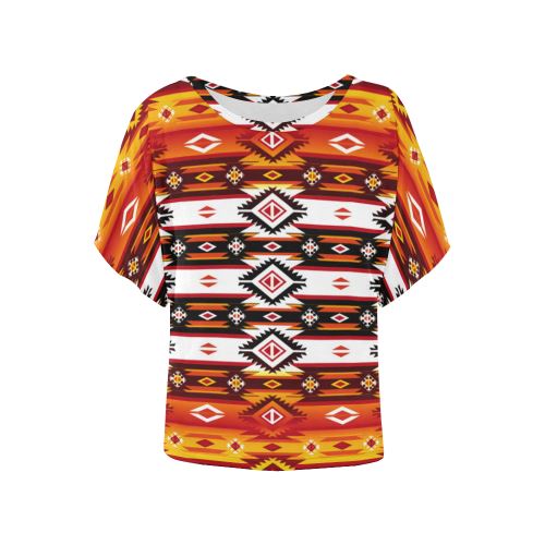 Adobe Fire Women's Batwing-Sleeved Blouse T shirt (Model T44) Women's Batwing-Sleeved Blouse T shirt (T44) e-joyer
