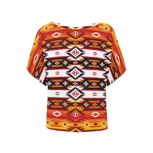 Adobe Fire Women's Batwing-Sleeved Blouse T shirt (Model T44) Women's Batwing-Sleeved Blouse T shirt (T44) e-joyer
