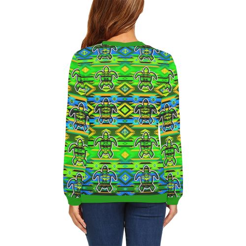 Adobe-Nature-Turtle All Over Print Crewneck Sweatshirt for Women (Model H18) Crewneck Sweatshirt for Women (H18) e-joyer