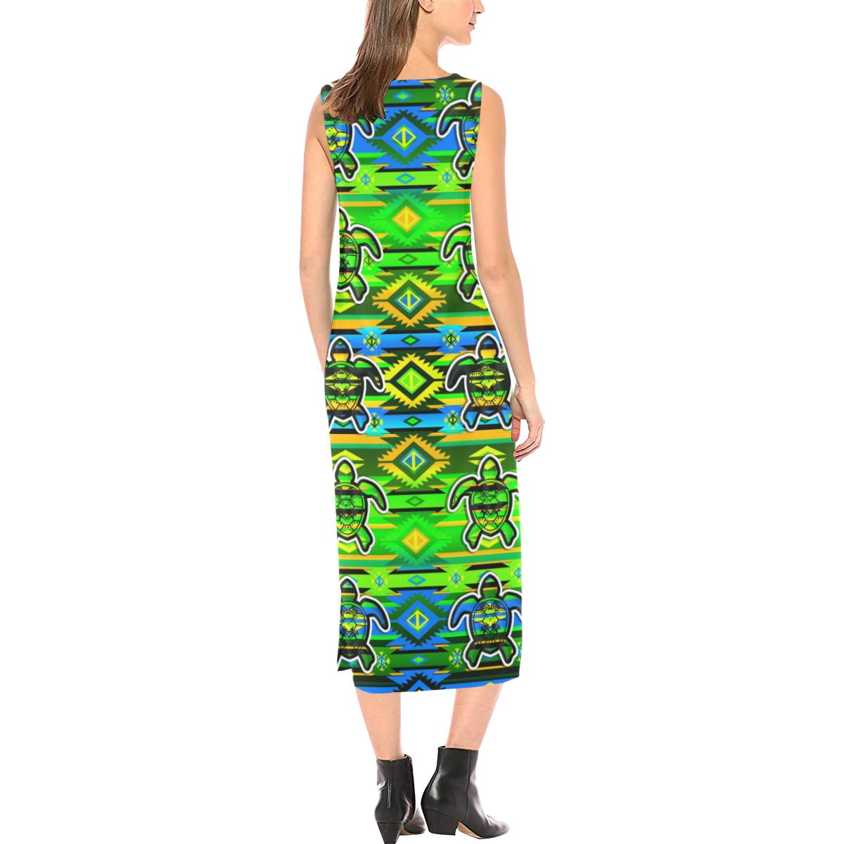 Adobe Nature Turtles Phaedra Sleeveless Open Fork Long Dress (Model D08) Phaedra Sleeveless Open Fork Long Dress (D08) e-joyer