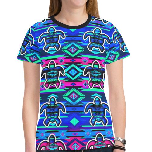 Adobe Sunset Turtle New All Over Print T-shirt for Women (Model T45) New All Over Print T-shirt for Women (T45) e-joyer