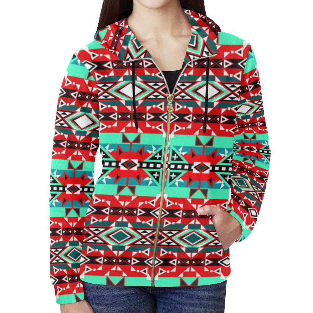 After the Southwest Rain All Over Print Full Zip Hoodie for Women (Model H14) All Over Print Full Zip Hoodie for Women (H14) e-joyer