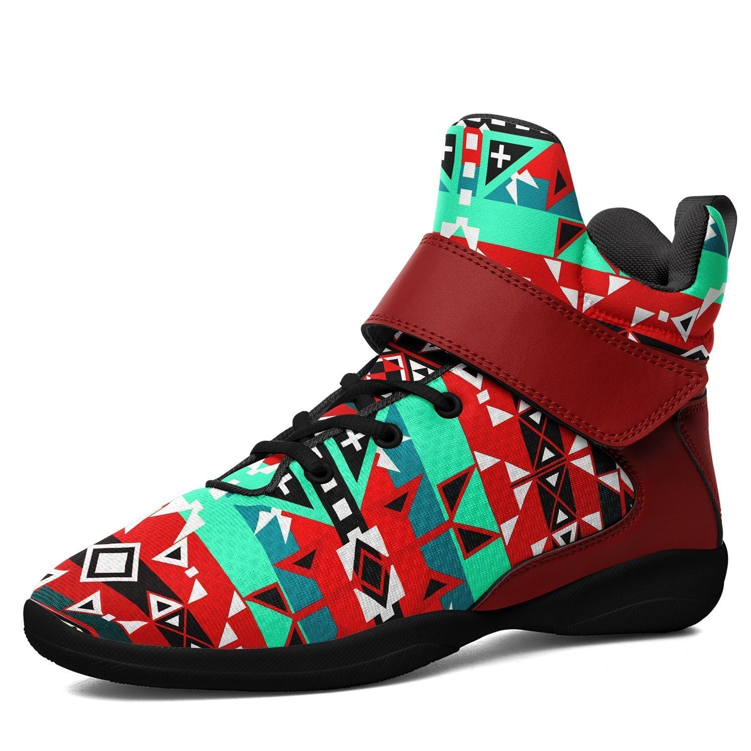 After the Southwest Rain Kid's Ipottaa Basketball / Sport High Top Shoes 49 Dzine US Child 12.5 / EUR 30 Black Sole with Dark Red Strap
