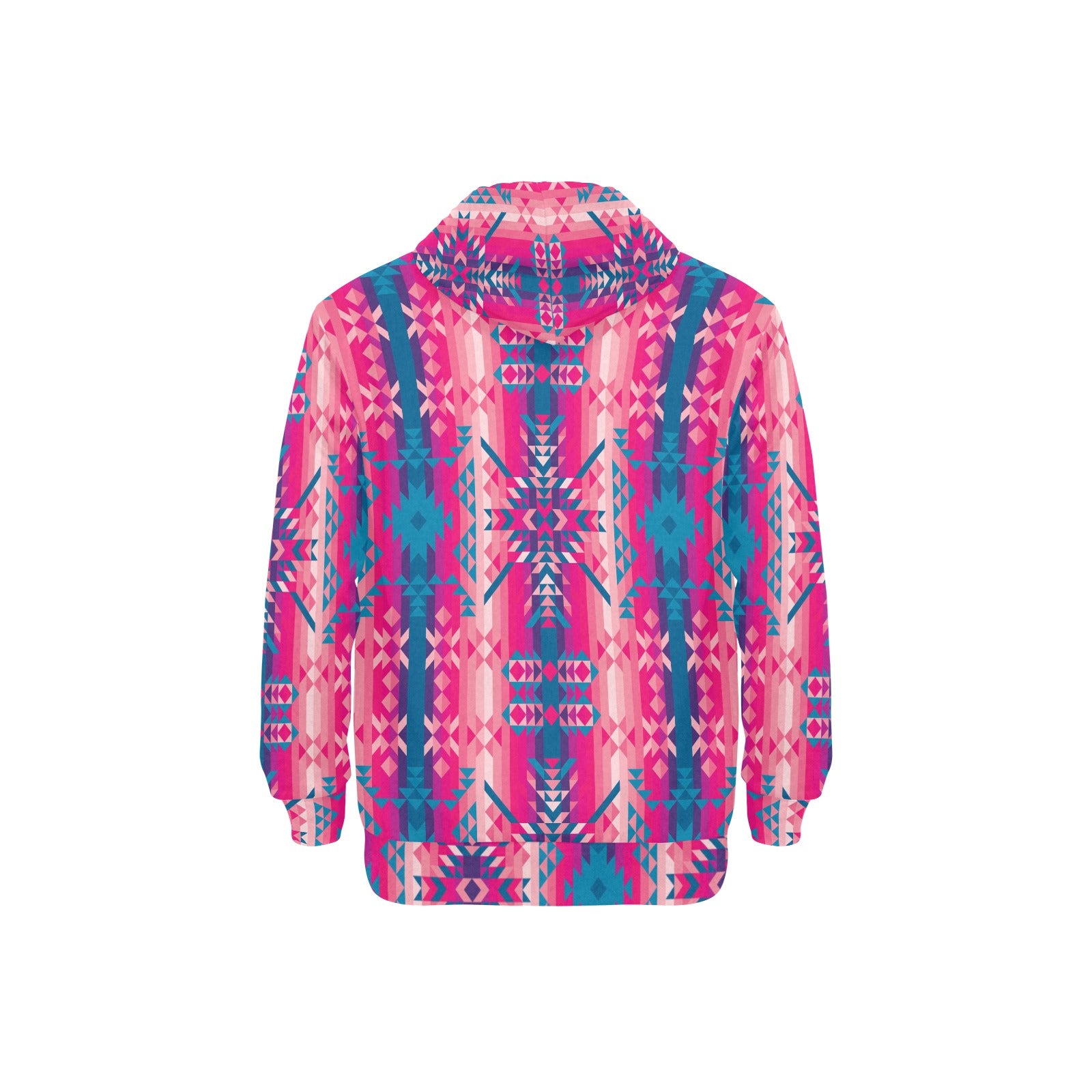 Desert Geo Blue Men's Long Sleeve Fleece Hoodie