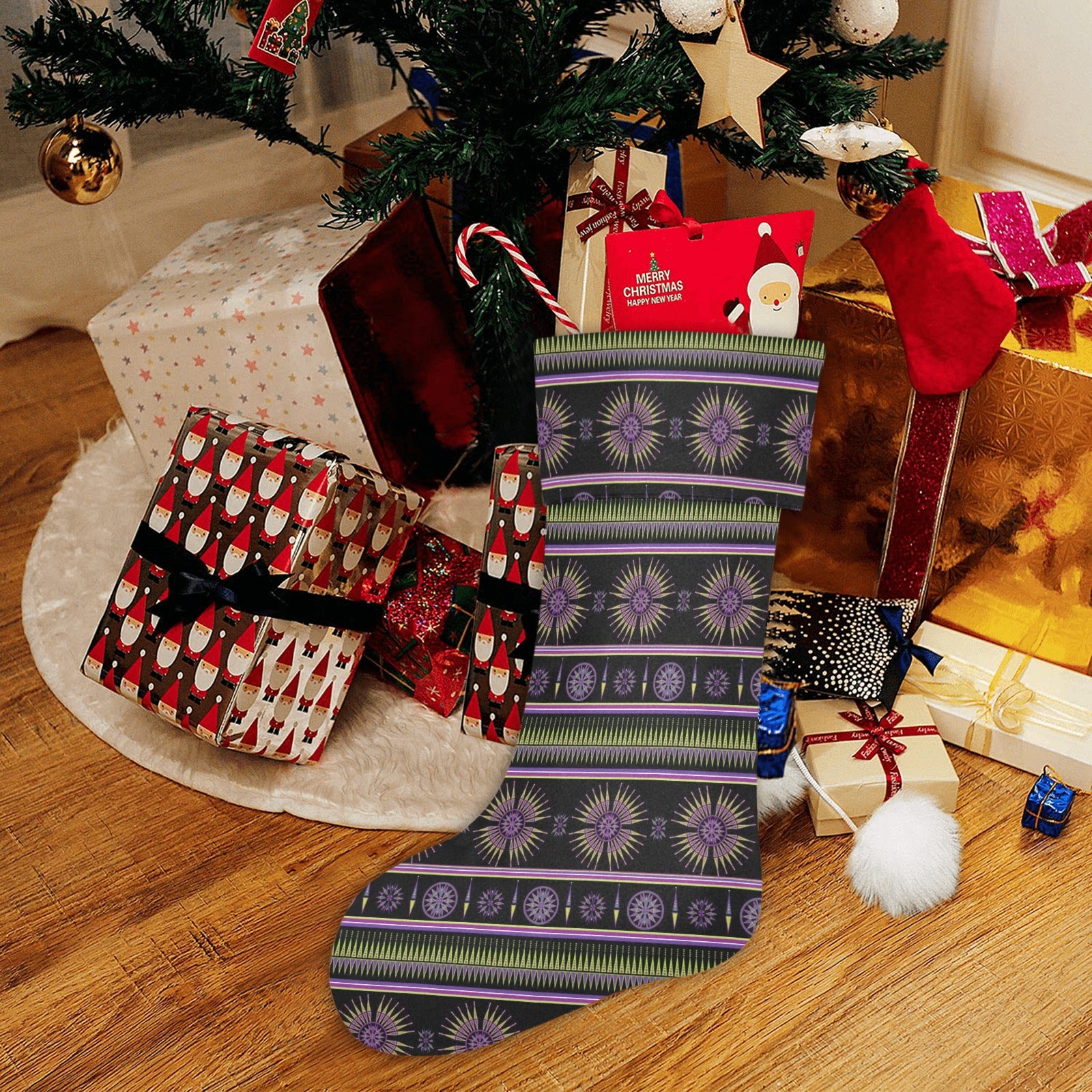 Evening Feather Wheel Christmas Stocking