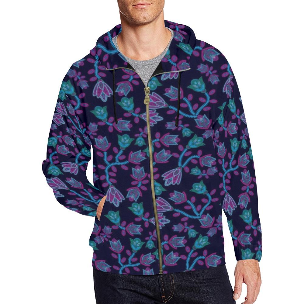 Beaded Blue Nouveau All Over Print Full Zip Hoodie for Men (Model H14) All Over Print Full Zip Hoodie for Men (H14) e-joyer