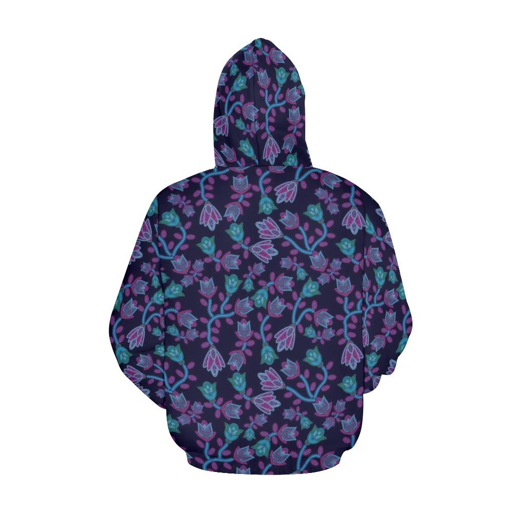 Beaded Blue Nouveau All Over Print Hoodie for Women (USA Size) (Model H13) All Over Print Hoodie for Women (H13) e-joyer