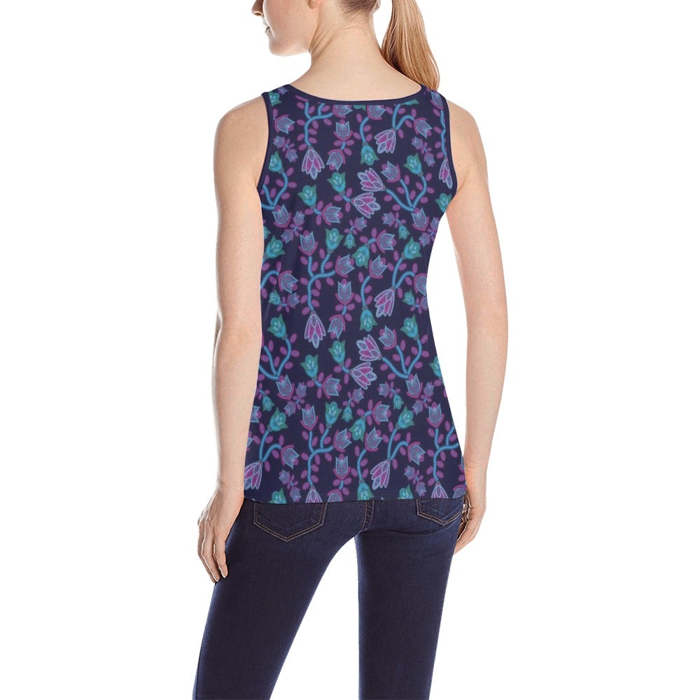 Beaded Blue Nouveau All Over Print Tank Top for Women (Model T43) All Over Print Tank Top for Women (T43) e-joyer