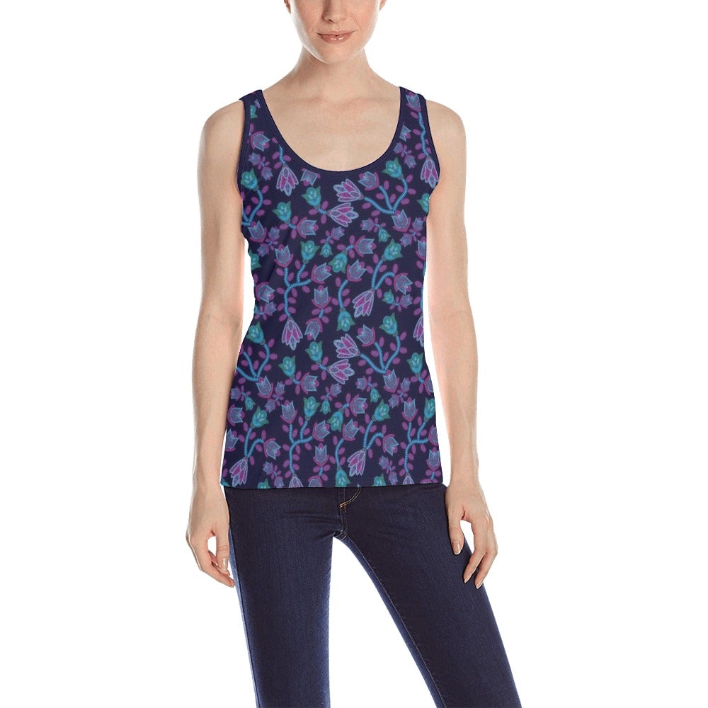 Beaded Blue Nouveau All Over Print Tank Top for Women (Model T43) All Over Print Tank Top for Women (T43) e-joyer