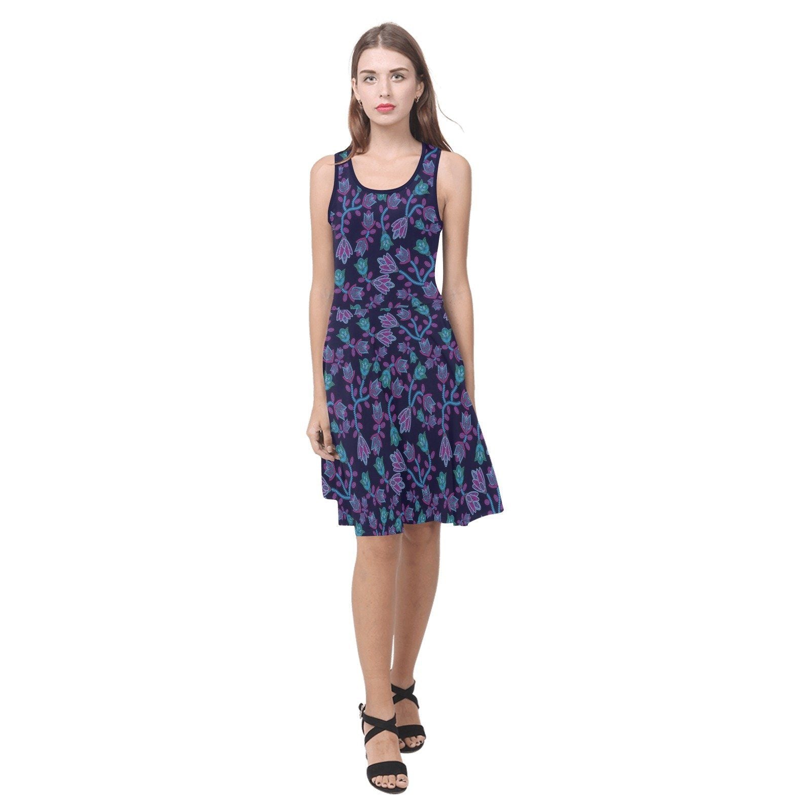 Beaded Blue Nouveau Atalanta Sundress (Model D04) Atalanta Sundress (D04) e-joyer