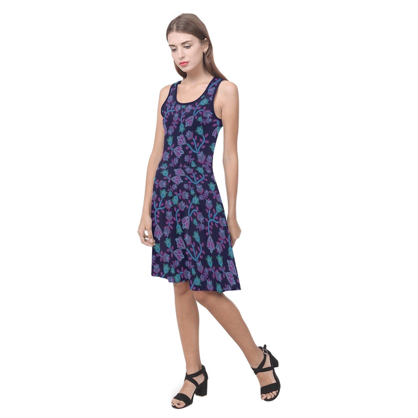 Beaded Blue Nouveau Atalanta Sundress (Model D04) Atalanta Sundress (D04) e-joyer