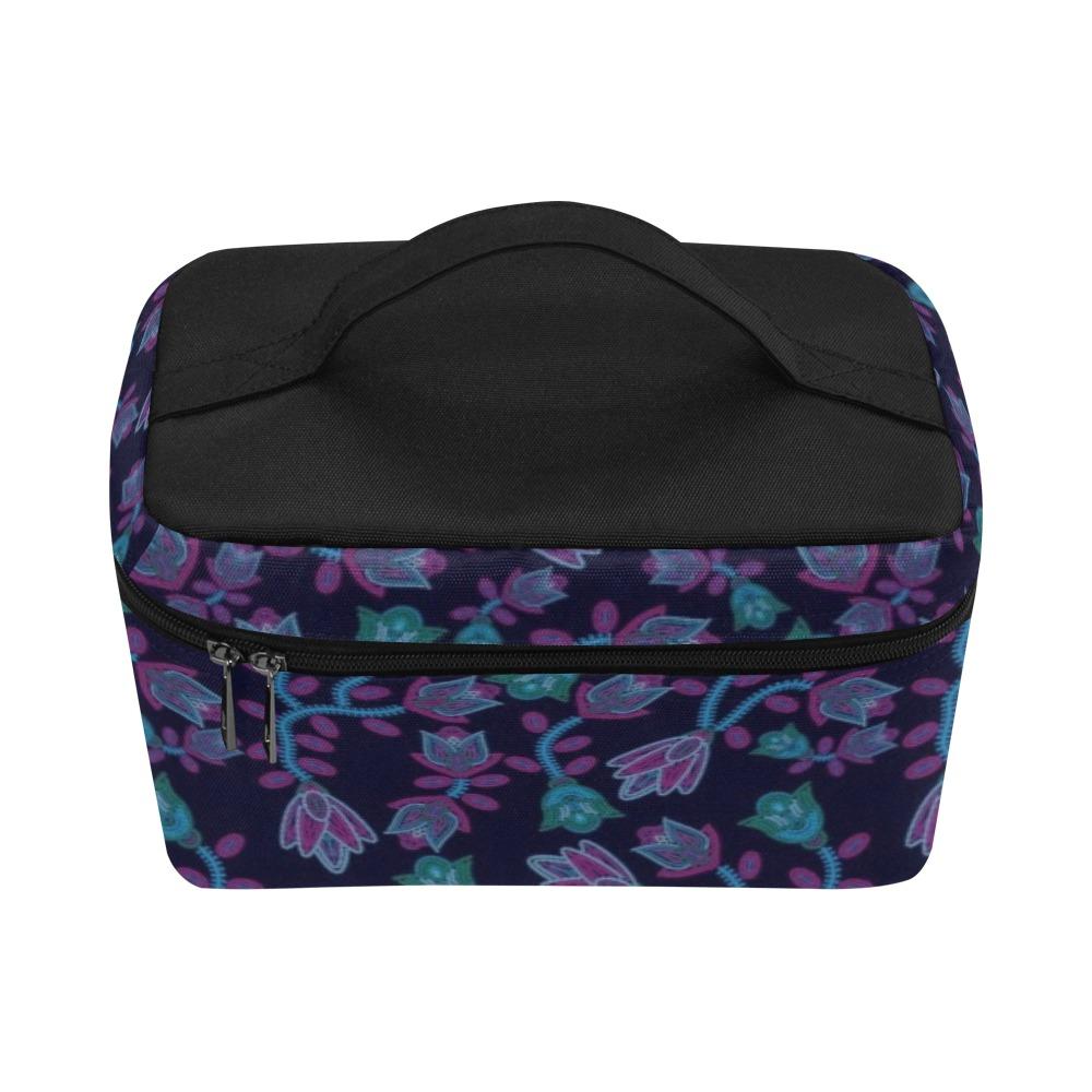 Beaded Blue Nouveau Cosmetic Bag/Large (Model 1658) bag e-joyer