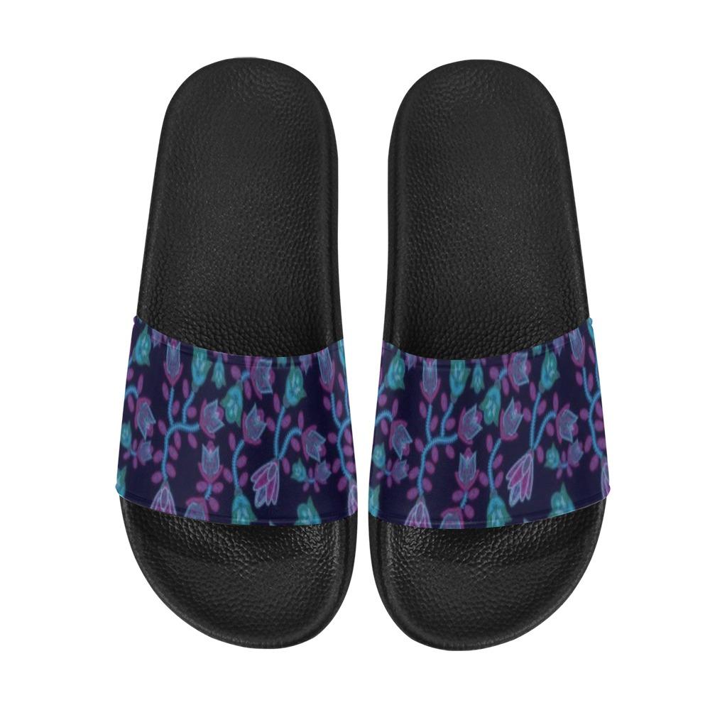 Beaded Blue Nouveau Men's Slide Sandals (Model 057) Men's Slide Sandals (057) e-joyer
