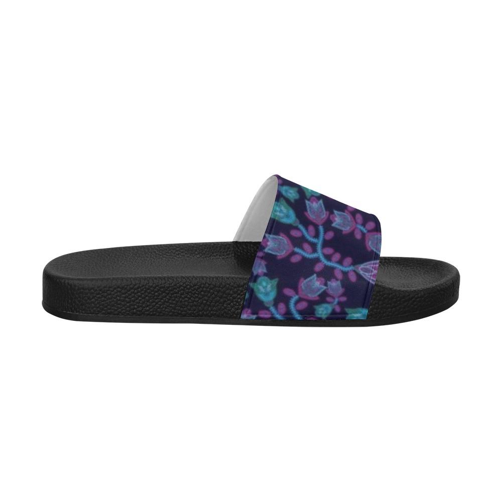 Beaded Blue Nouveau Men's Slide Sandals (Model 057) Men's Slide Sandals (057) e-joyer
