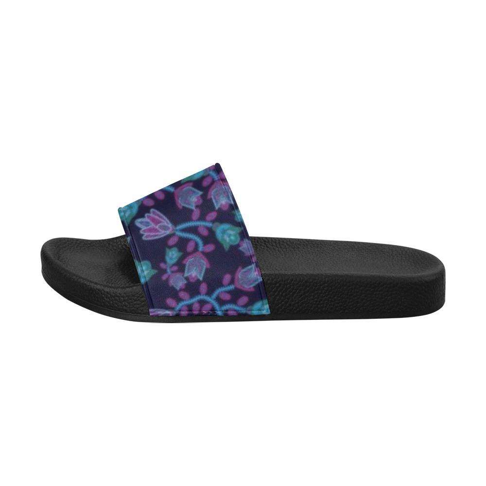 Beaded Blue Nouveau Men's Slide Sandals (Model 057) Men's Slide Sandals (057) e-joyer