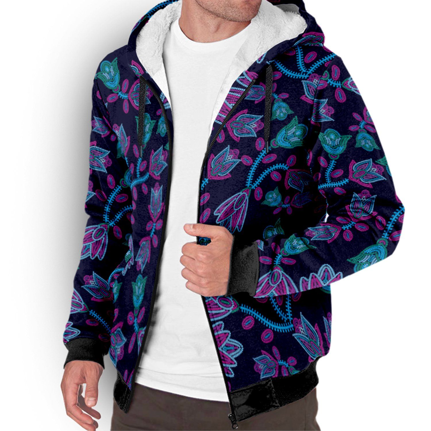 Beaded Blue Nouveau Sherpa Hoodie hoodie Herman