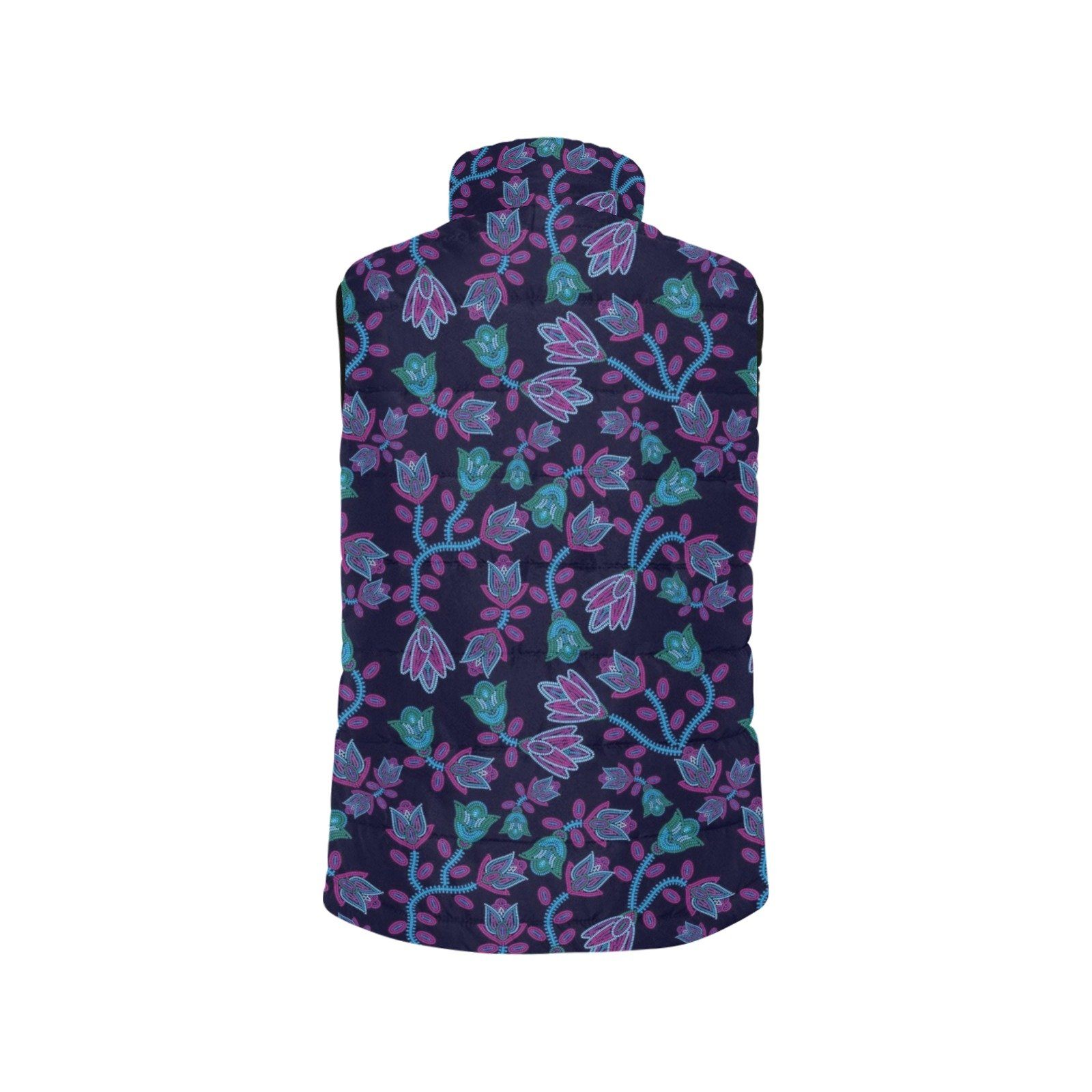 Beaded Blue Nouveau Women's Padded Vest Jacket (Model H44) Women's Padded Vest Jacket (H44) e-joyer
