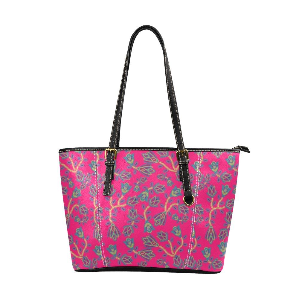 Beaded Lemonade Leather Tote Bag/Large (Model 1640) Leather Tote Bag (1640) e-joyer