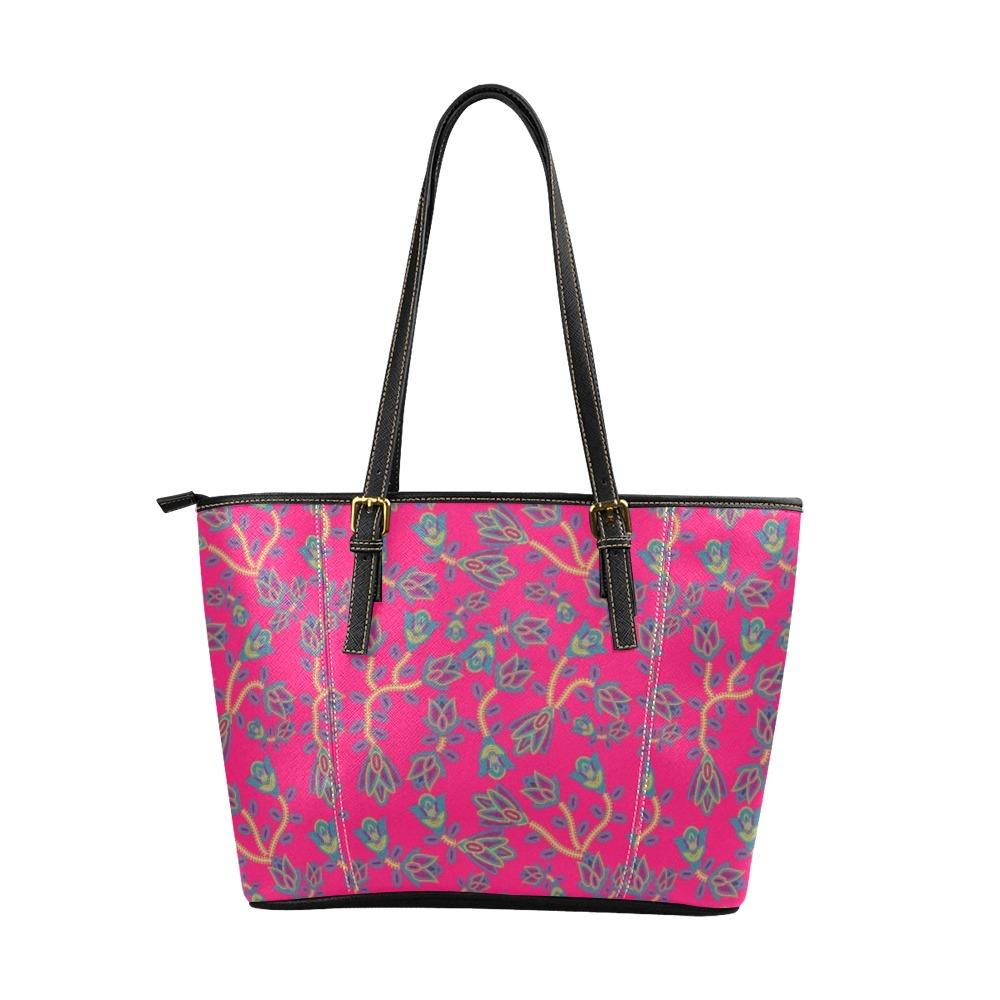 Beaded Lemonade Leather Tote Bag/Large (Model 1640) Leather Tote Bag (1640) e-joyer