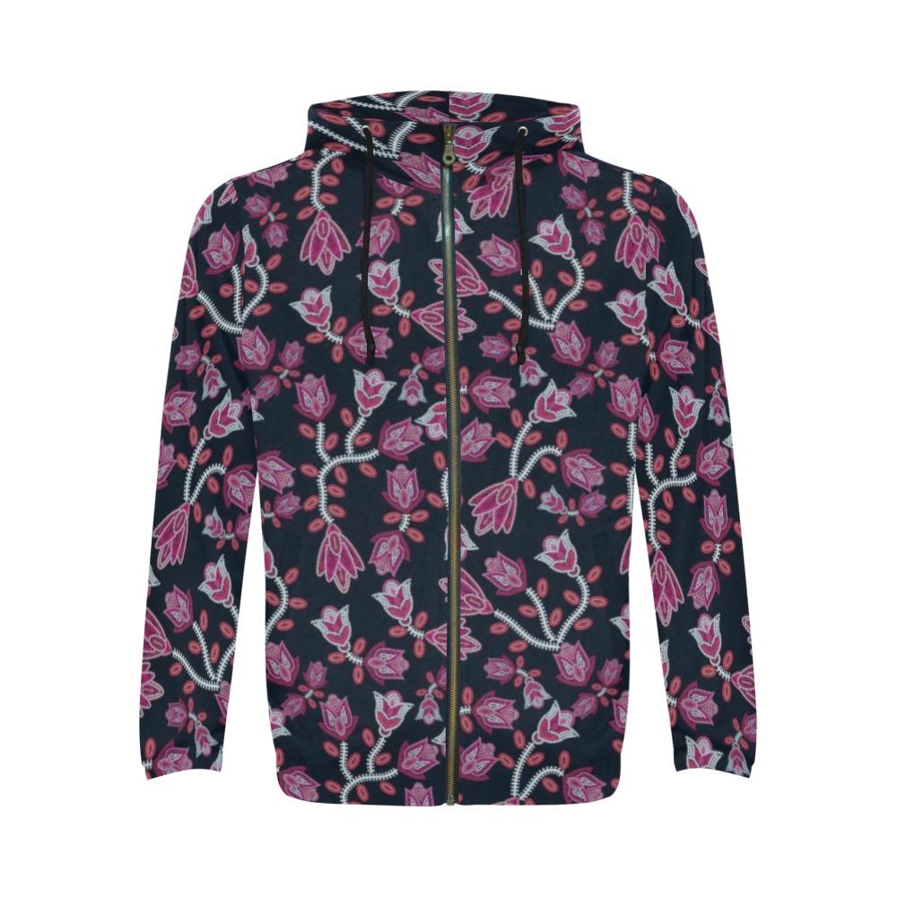 Beaded Pink All Over Print Full Zip Hoodie for Men (Model H14) All Over Print Full Zip Hoodie for Men (H14) e-joyer