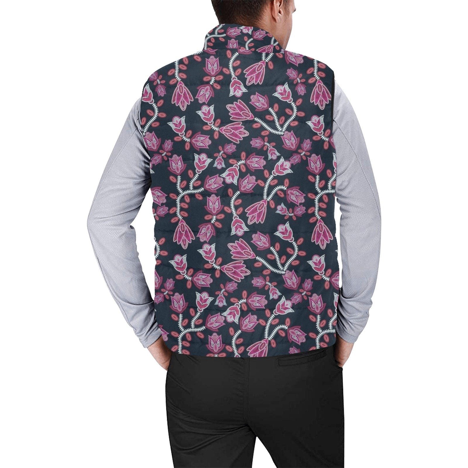 Beaded-Pink Men's Padded Vest Jacket (Model H44) Men's Padded Vest Jacket (H44) e-joyer