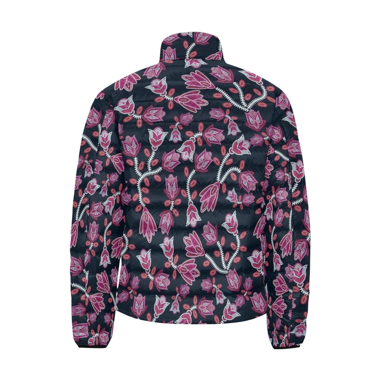 Beaded Pink Men's Stand Collar Padded Jacket (Model H41) Men's Stand Collar Padded Jacket (H41) e-joyer