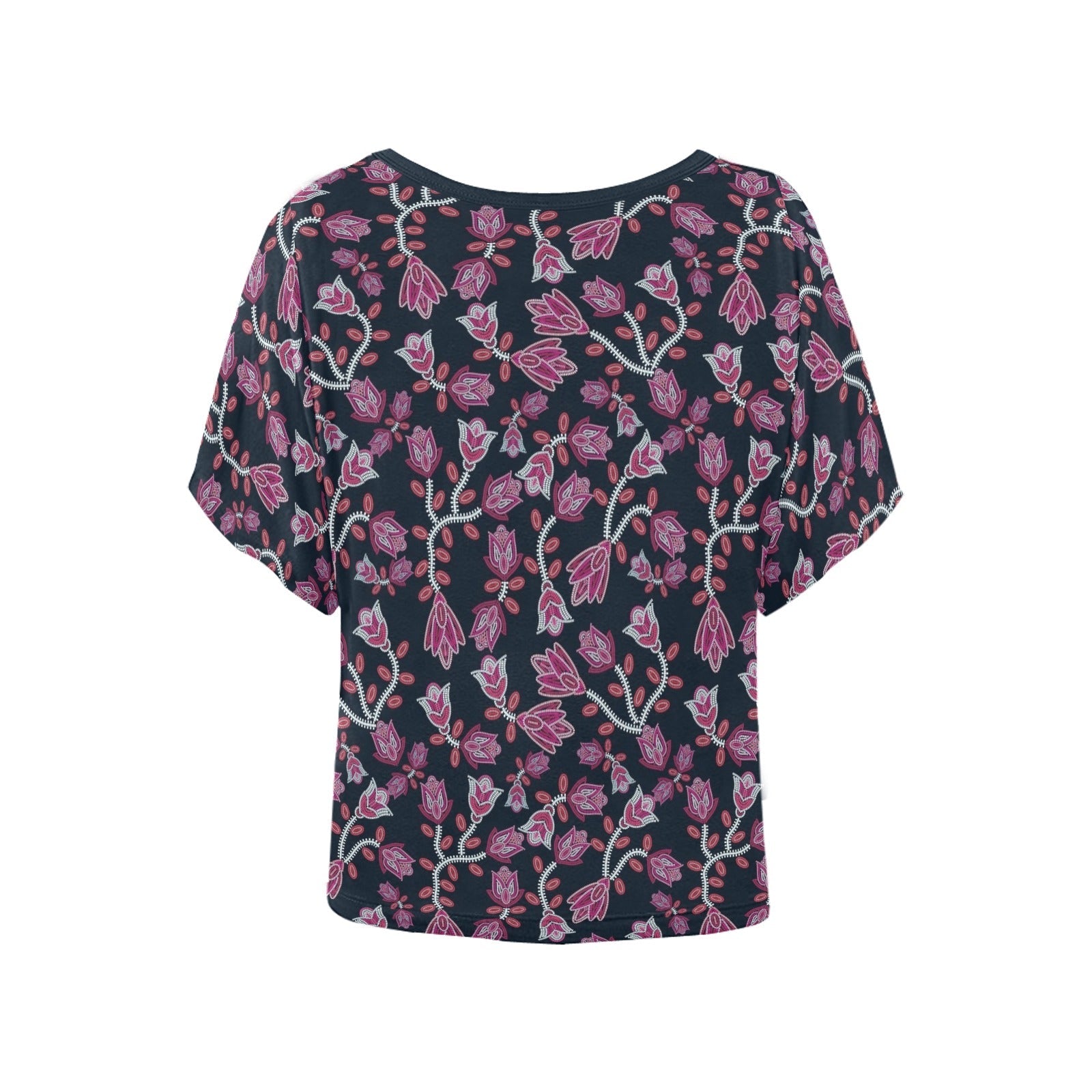 Beaded Pink Women's Batwing-Sleeved Blouse T shirt (Model T44) Women's Batwing-Sleeved Blouse T shirt (T44) e-joyer