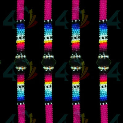 Beaded Rope Black Satin Fabric 49DzineStore