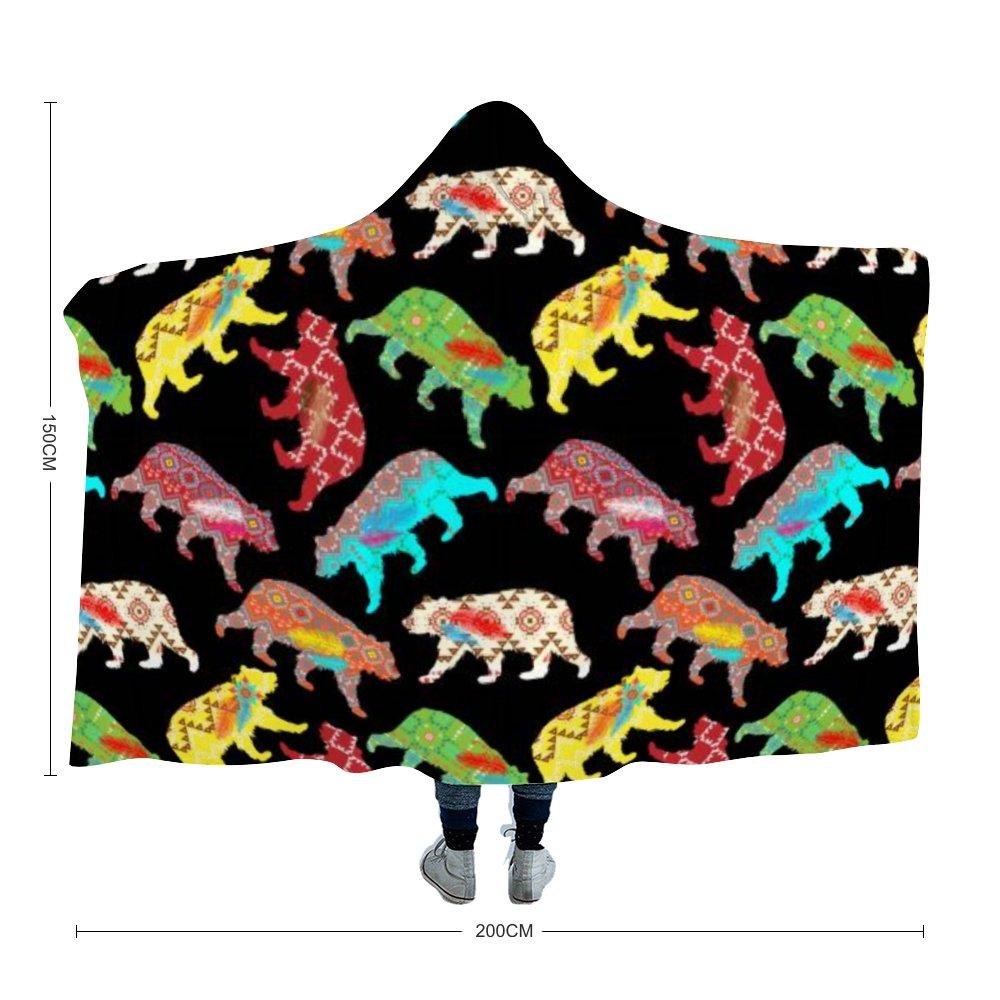 Bear Powwow Hooded Blanket 49 Dzine