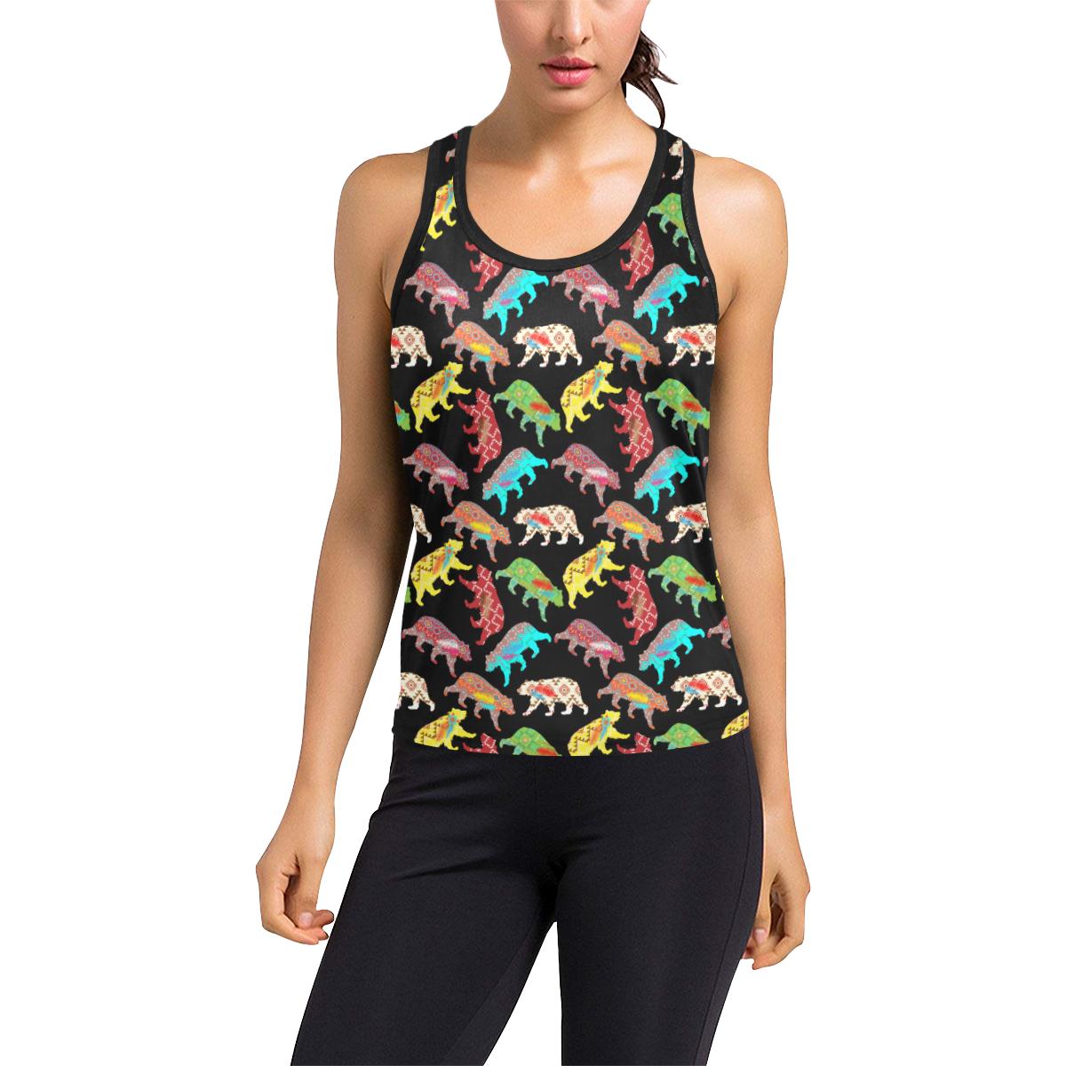 Bear Powwow Women's Racerback Tank Top (Model T60) Racerback Tank Top (T60) e-joyer
