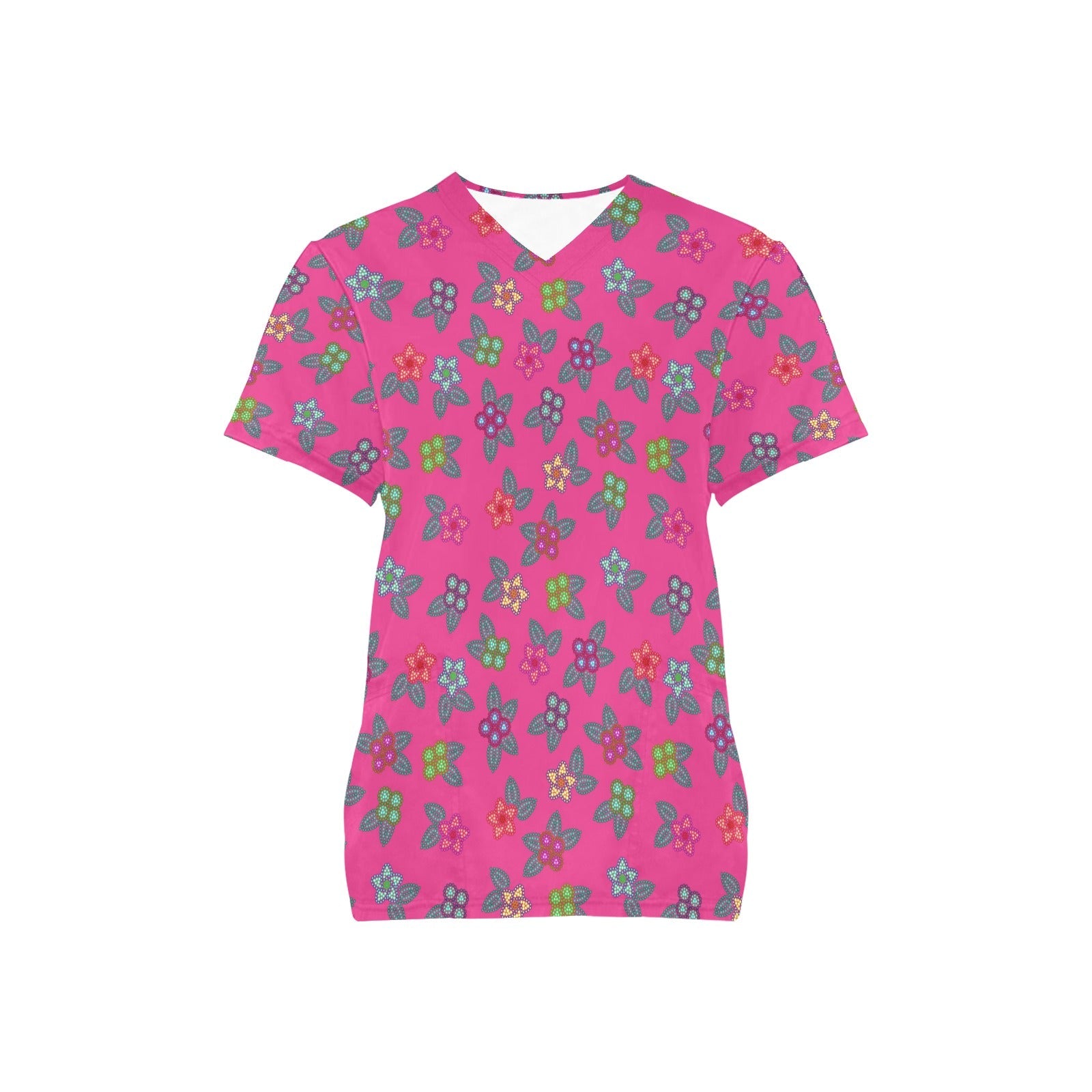 Berry Flowers All Over Print Scrub Top Scrub Top e-joyer