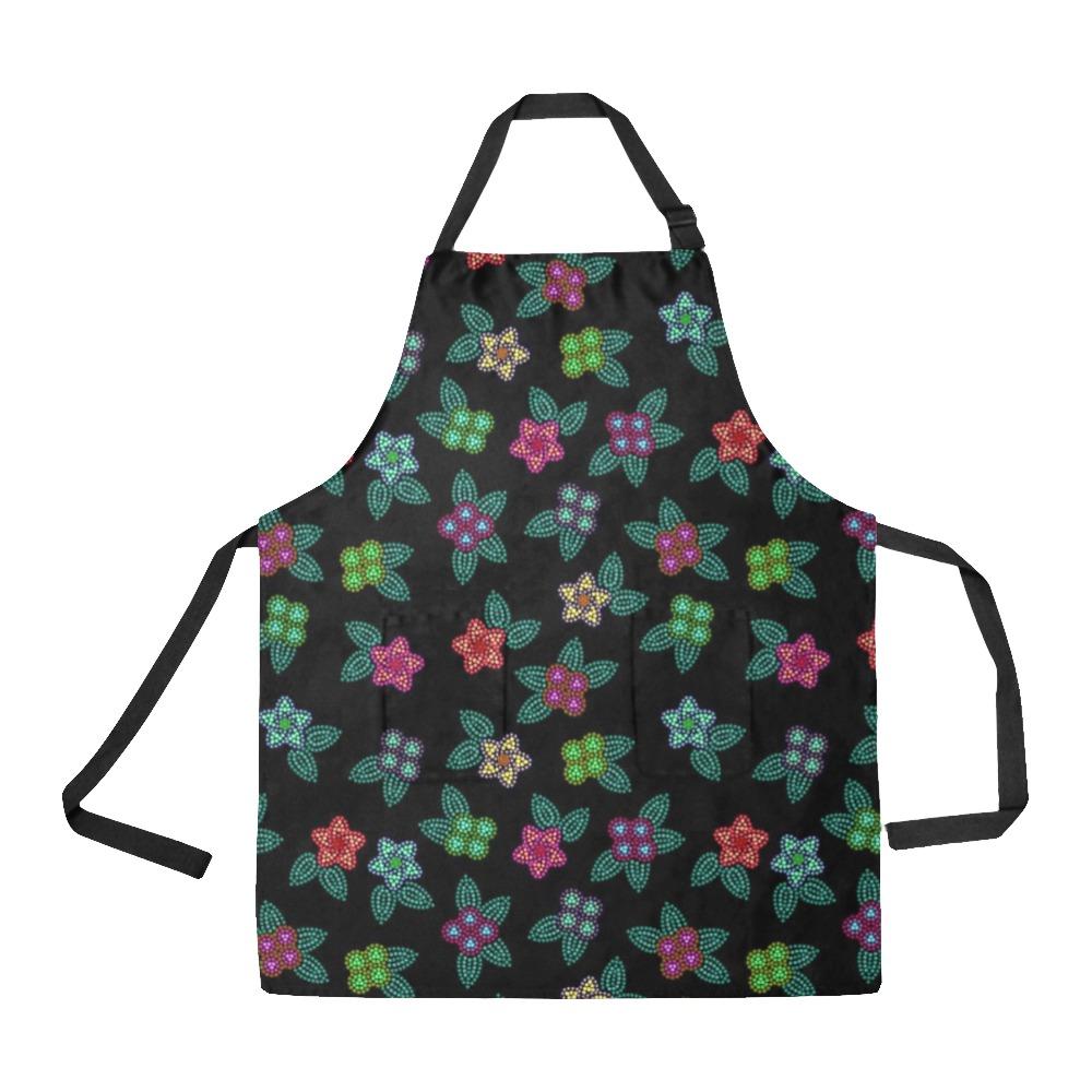 Berry Flowers Black All Over Print Apron All Over Print Apron e-joyer