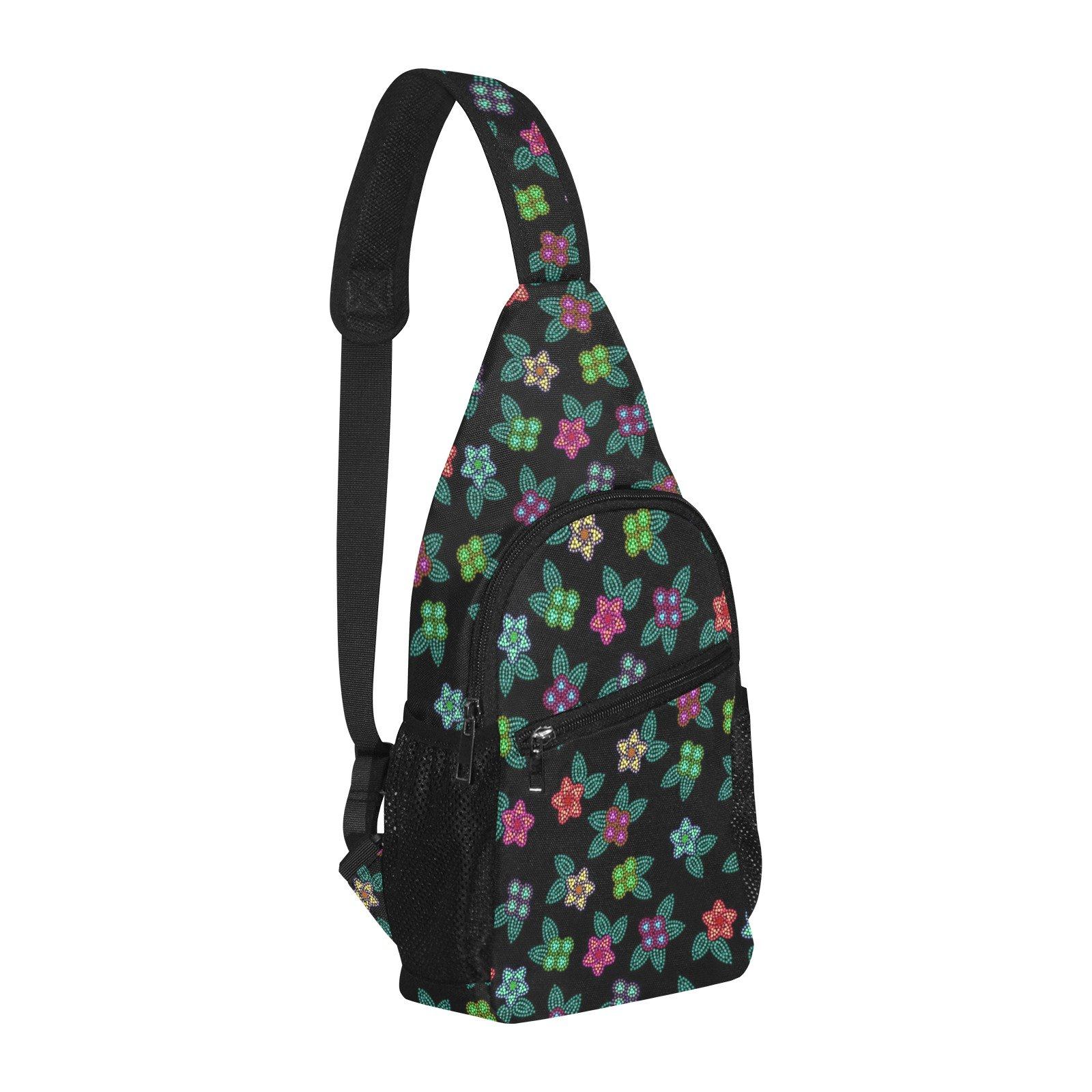 Berry Flowers Black All Over Print Chest Bag (Model 1719) All Over Print Chest Bag (1719) e-joyer