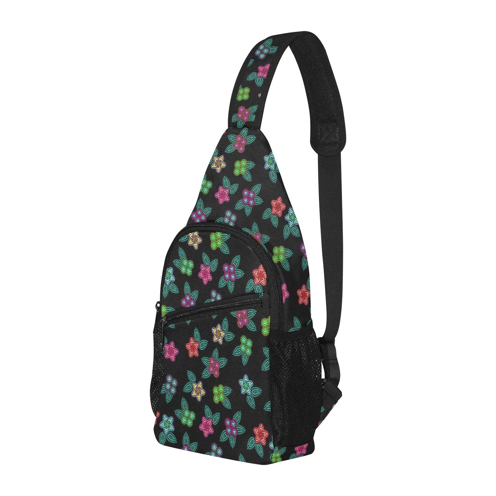Berry Flowers Black All Over Print Chest Bag (Model 1719) All Over Print Chest Bag (1719) e-joyer
