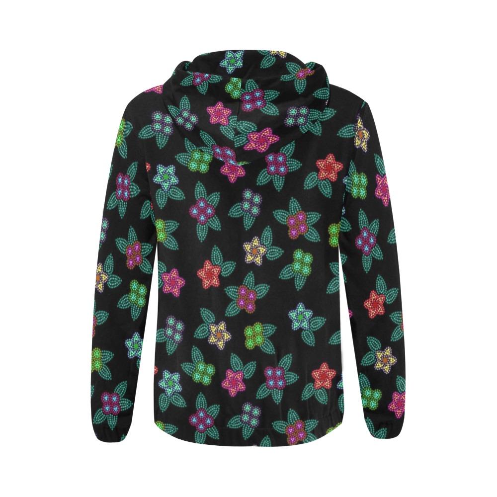 Berry Flowers Black All Over Print Full Zip Hoodie for Women (Model H14) All Over Print Full Zip Hoodie for Women (H14) e-joyer