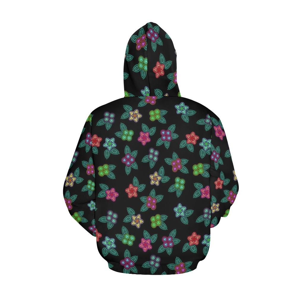 Berry Flowers Black All Over Print Hoodie for Women (USA Size) (Model H13) All Over Print Hoodie for Women (H13) e-joyer
