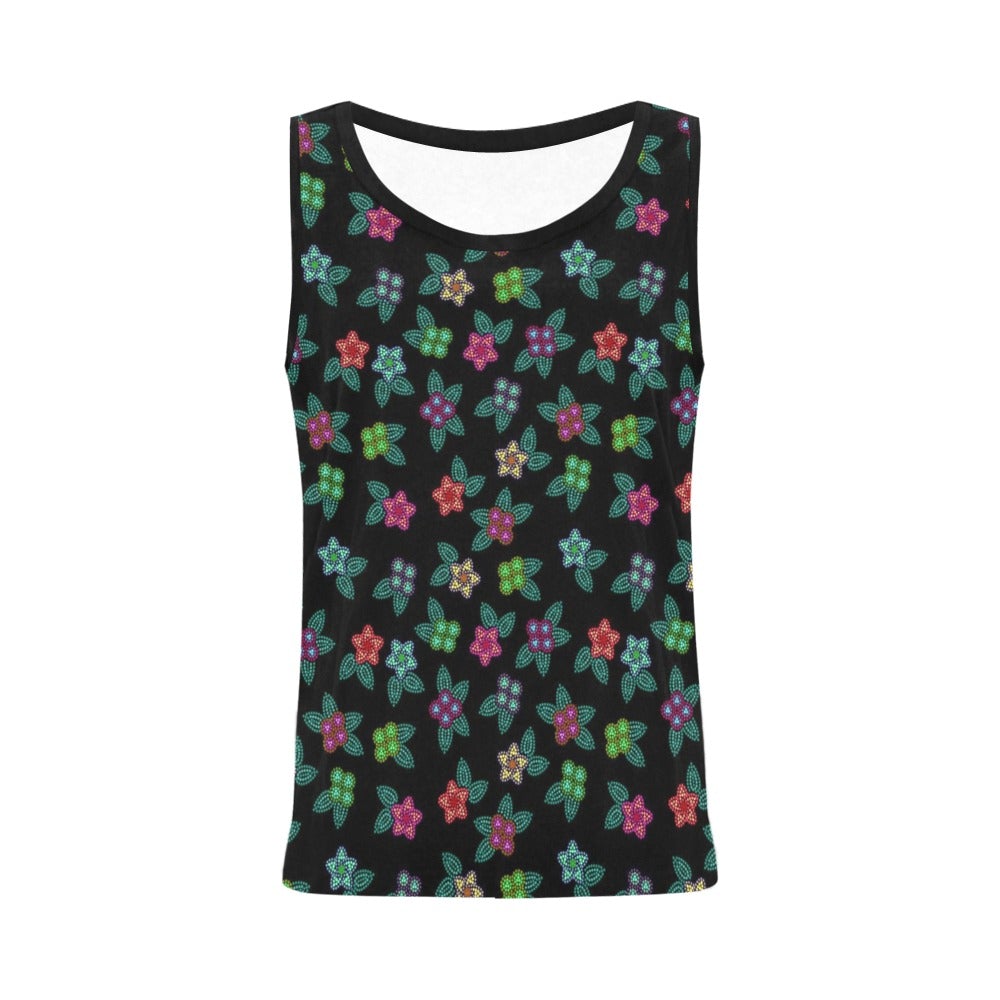 Berry Flowers Black All Over Print Tank Top for Women (Model T43) All Over Print Tank Top for Women (T43) e-joyer